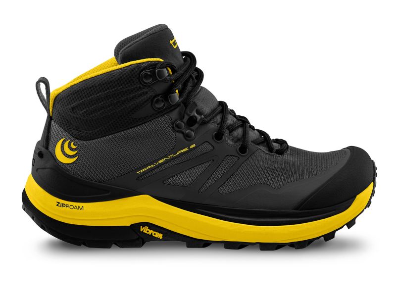 TOPO SHOES | TRAILVENTURE 2-Charcoal/Mustard - Click Image to Close